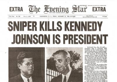 J.F.K Assasination Newspaper Reprint