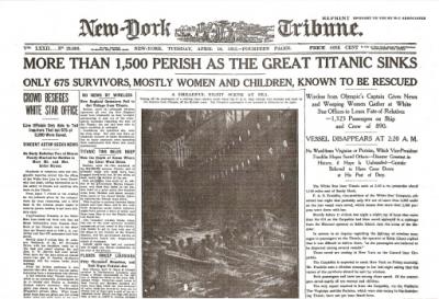 The Titanic Sinks Historic Newspaper Reprint